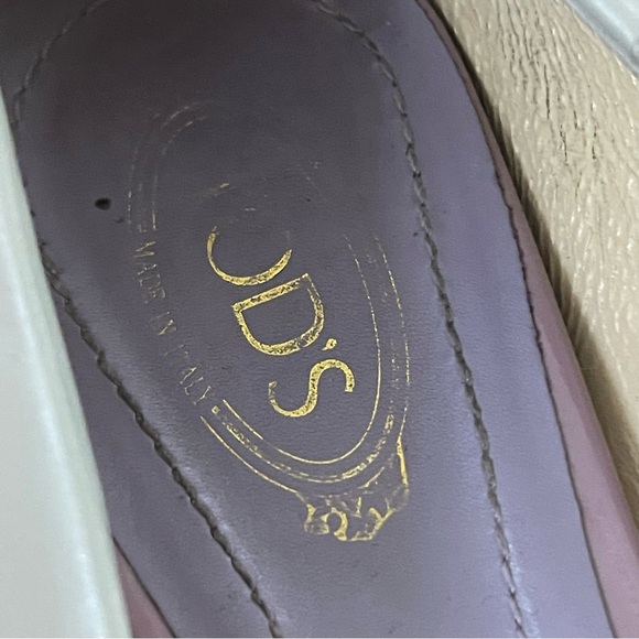 TOD’S Patent Leather Lavender & Gray Peep Toe Flats w/ Bow Sz 38 US 7/7.5 luxury - Picture 12 of 12